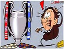 Biếm họa: Chủ tịch UEFA “hoảng hốt” khi Real-Barca bị loại